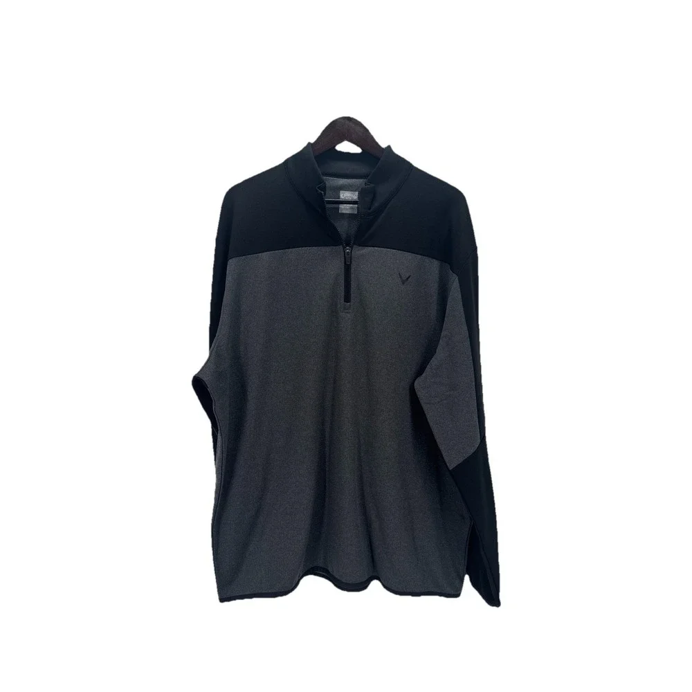 Callaway Mens Opti-Dri Quarter Zip Pullover XXL‎ Black Gray Golf Performance Top